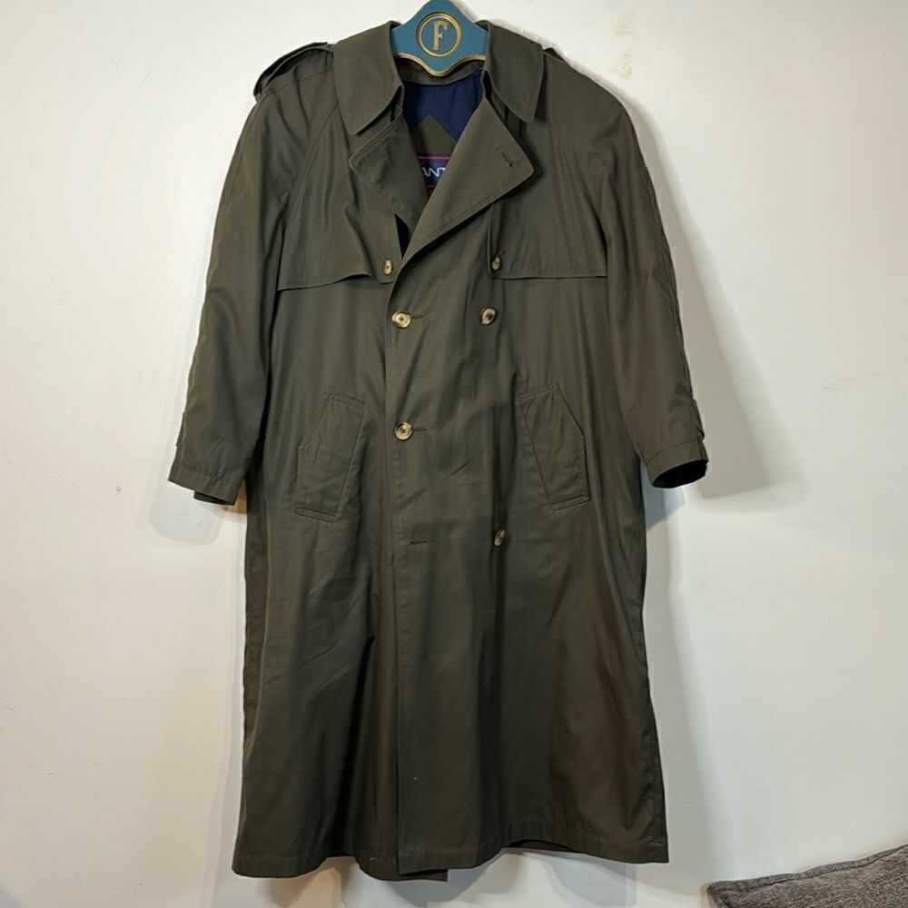 Gant Trench Coat Jacket Men's 38R Removable Lining Belted Button